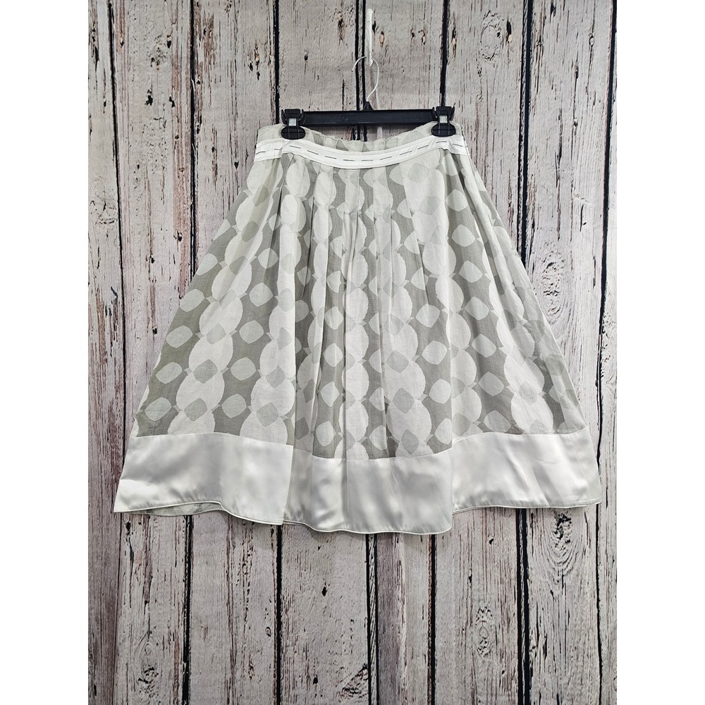 Sita Murt A-Line Skirt Women 42 Grey White Linen Cotton Satin Trim Spain Boho - Picture 10 of 11